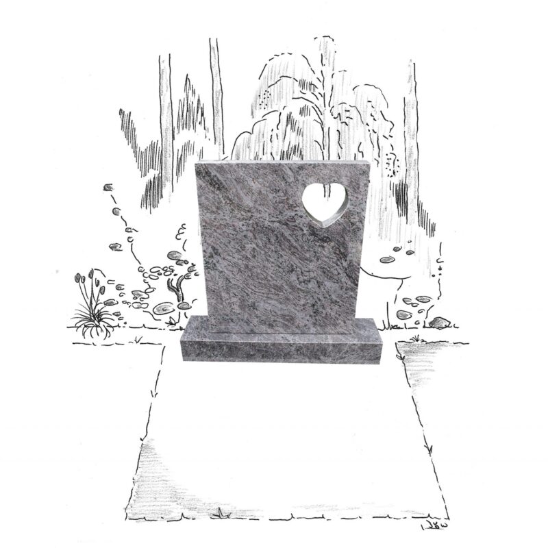 Orion graniet staand monument rechthoek met hartje