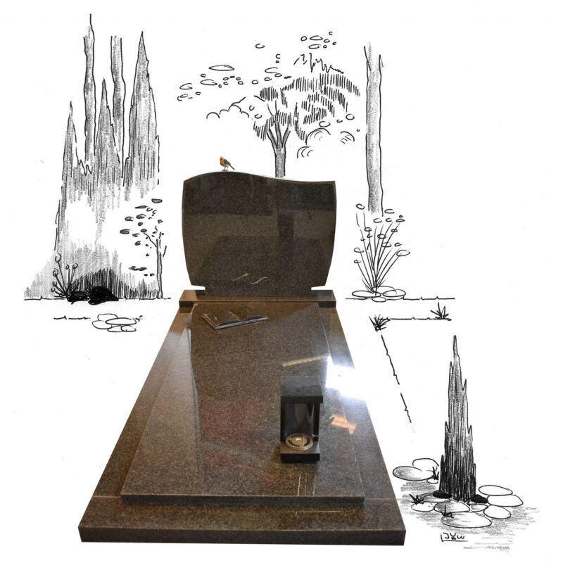 Impala graniet compleet monument golf kop met kepen