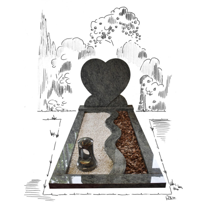 Olive green compleet monument met hart