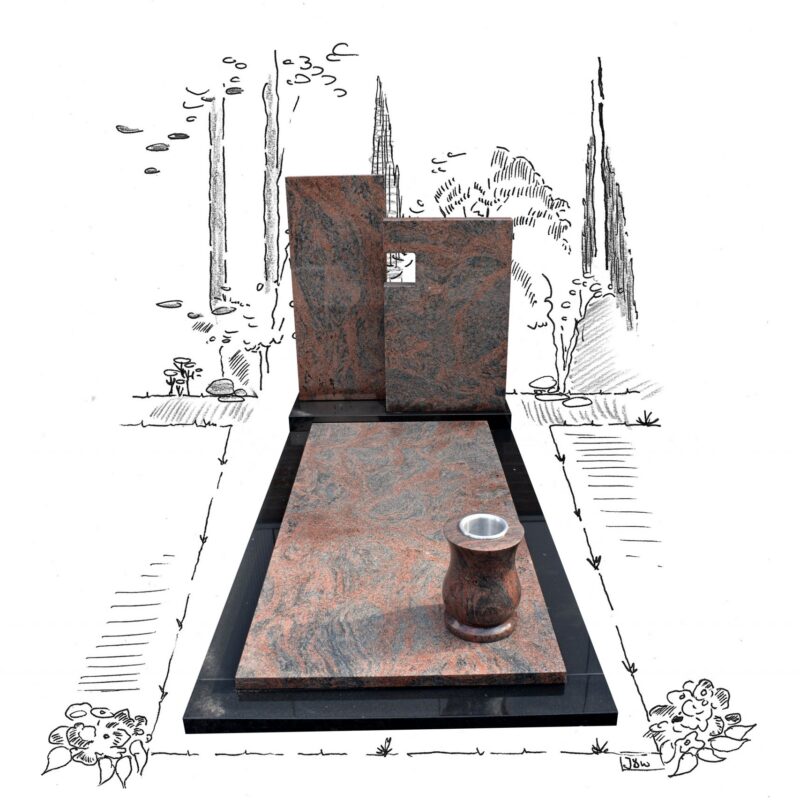 Multicoler red compleet monument met zwarte omranding