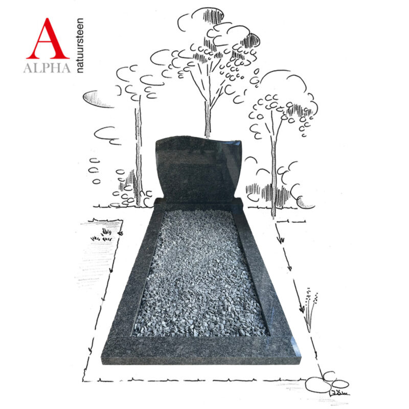 Steel Grey graniet compleet monument golfkop